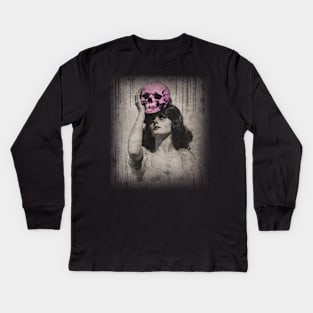 Woman and skull Kids Long Sleeve T-Shirt